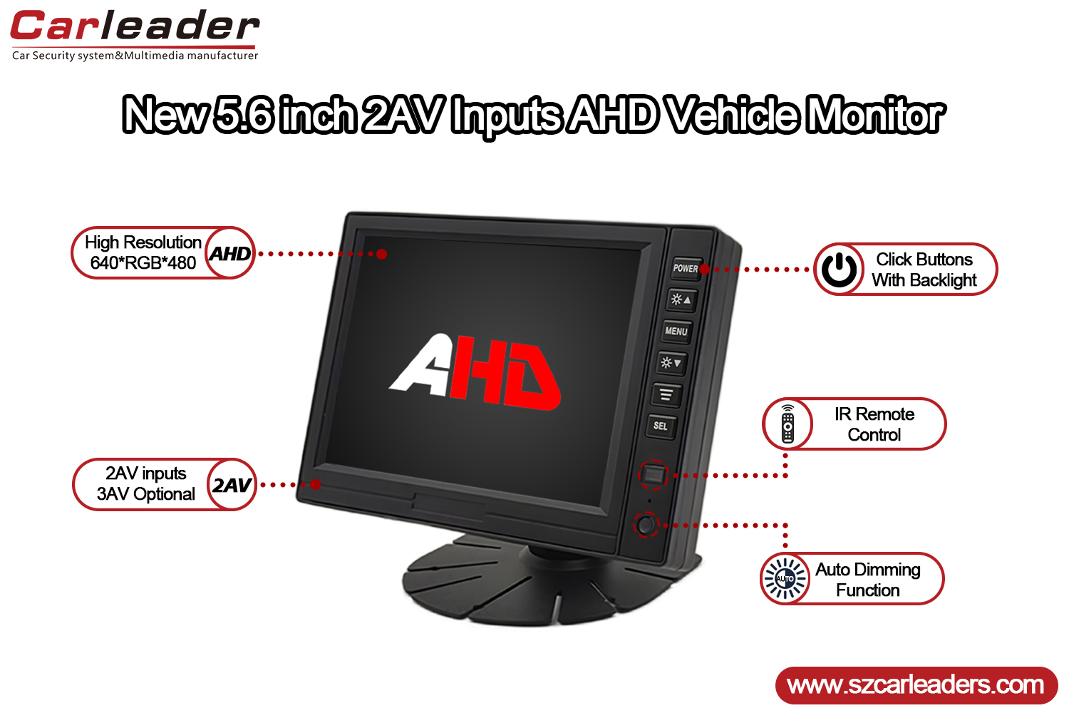 5-palčni TFT LCD monitor z digitalno ploščo AHD