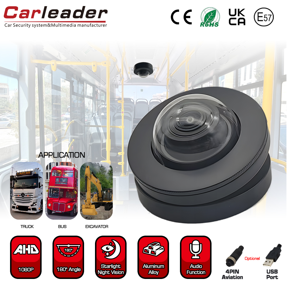 Carleader 180 stopinj širok kot HD 1080p Kupolaska kamera za nadzor v vozilu