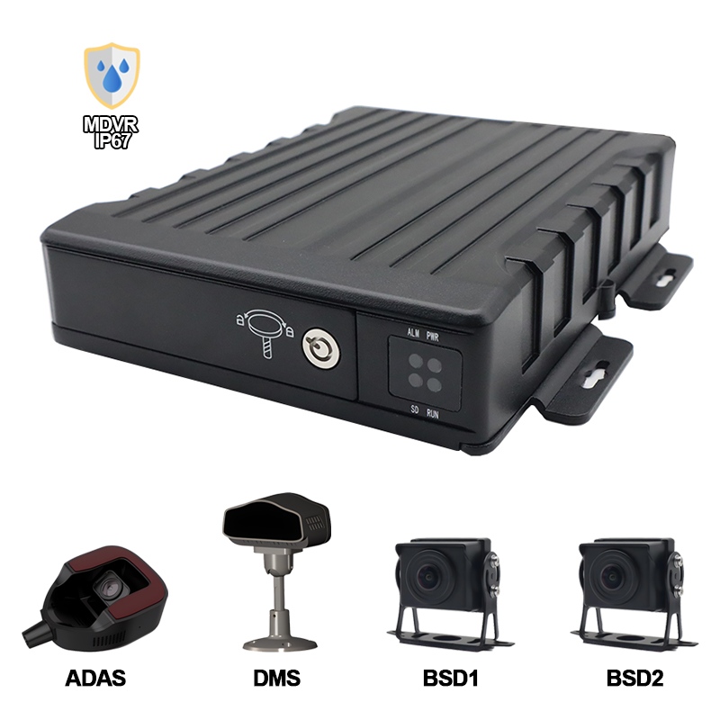 Carleader 4CH IP67 vodoodporen AI SD mobilni DVR Podpora ADAS+DMS+BSD