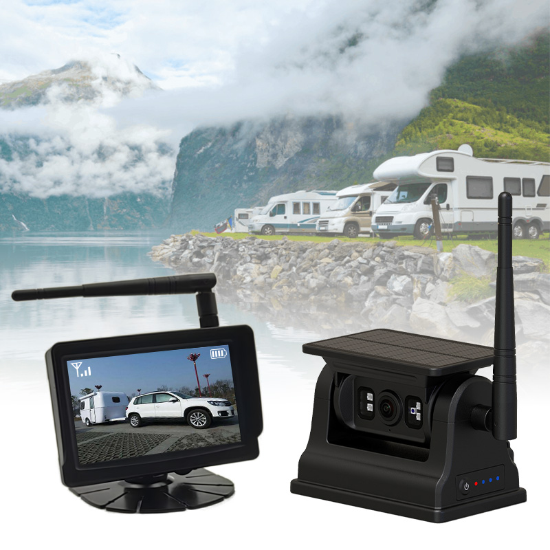 5-palčni brezžični magnetni sistem kamer za vozila na sončno energijo za polnjenje